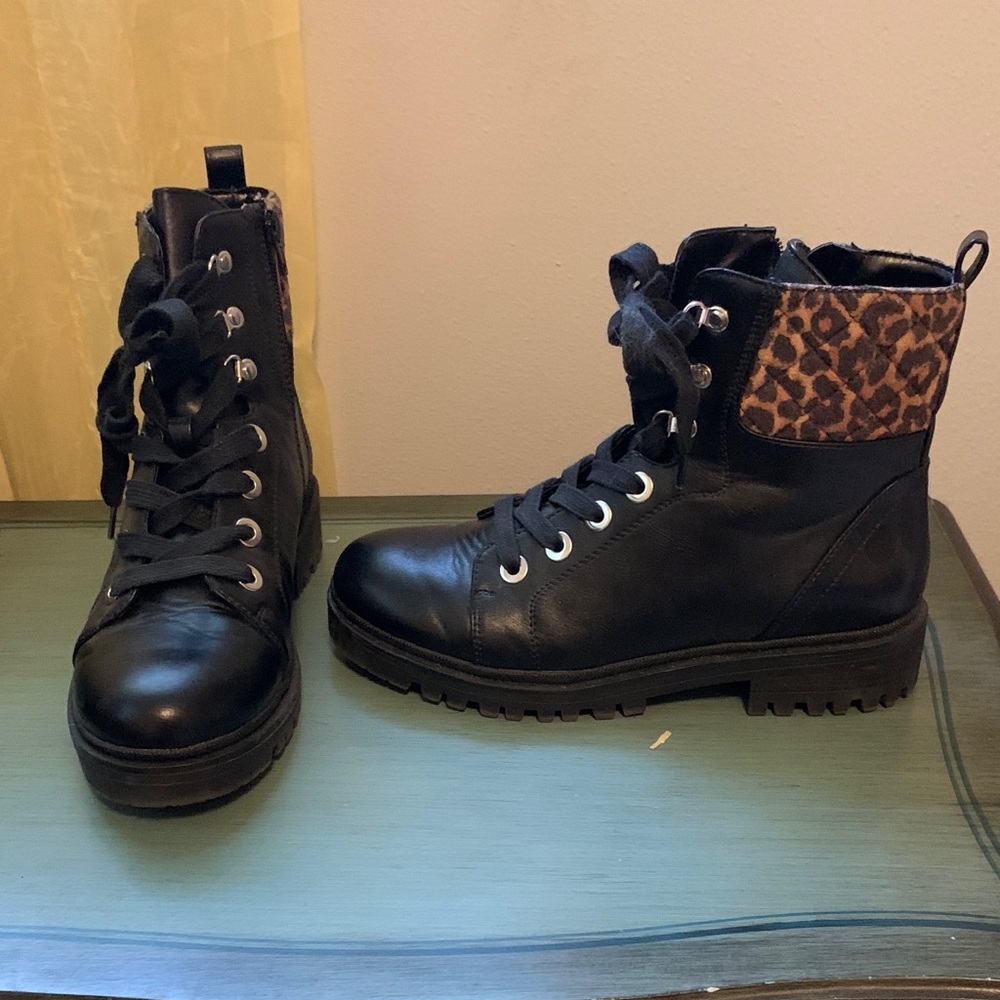 Nine West Black Leopard Print Boots